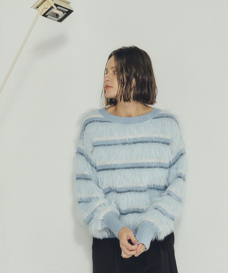 YECCA VECCA「フェザーマルチボーダーニット」|ニット・セーター|