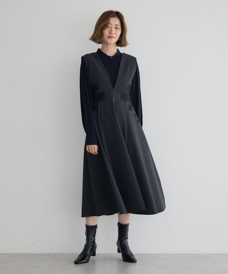 YECCA VECCA「フラワーレースジャンスカ」|ジャンパースカート|