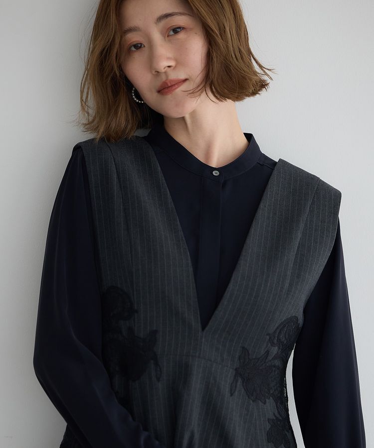 YECCA VECCA「フラワーレースジャンスカ」|ジャンパースカート|