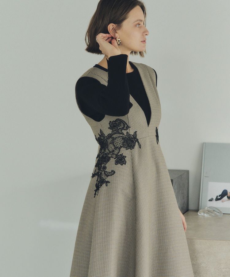 YECCA VECCA「フラワーレースジャンスカ」|ジャンパースカート|