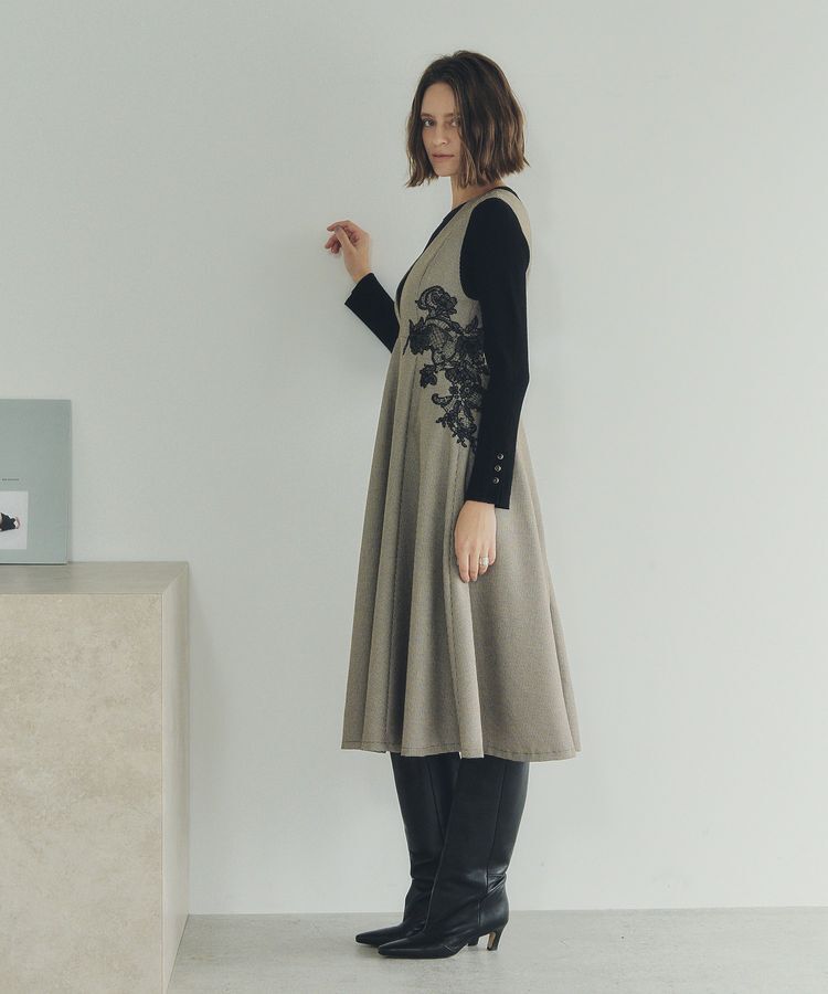 YECCA VECCA「フラワーレースジャンスカ」|ジャンパースカート|