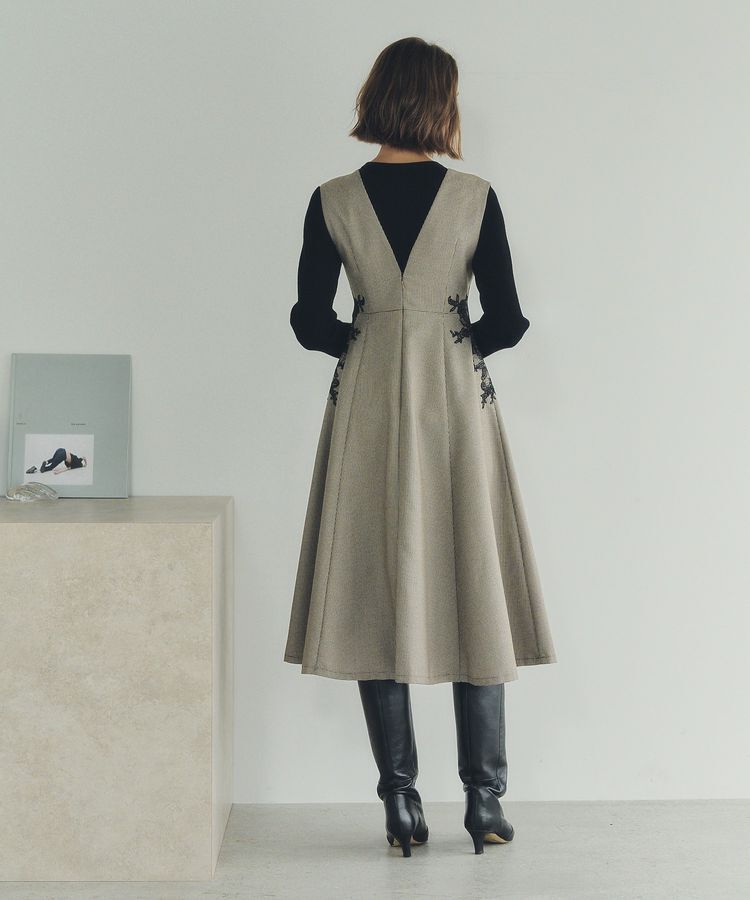 YECCA VECCA「フラワーレースジャンスカ」|ジャンパースカート|