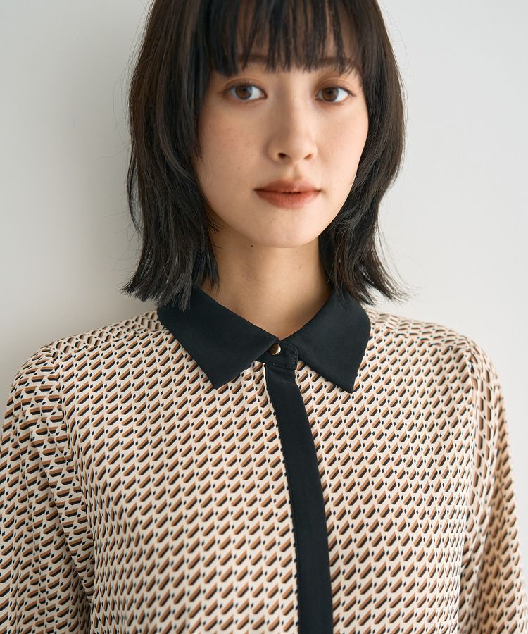 YECCA VECCA「ジオメ柄プリーツワンピース」|ワンピース|