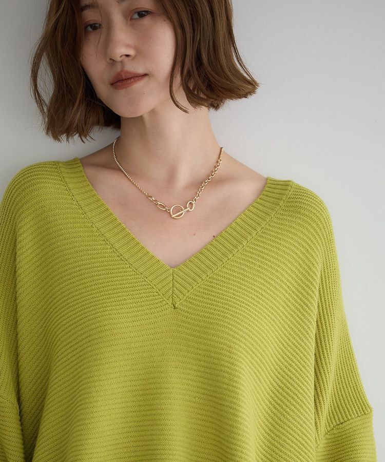 Editt by YECCA VECCA「Vネックドロストデザインニット」|ニット・セーター|