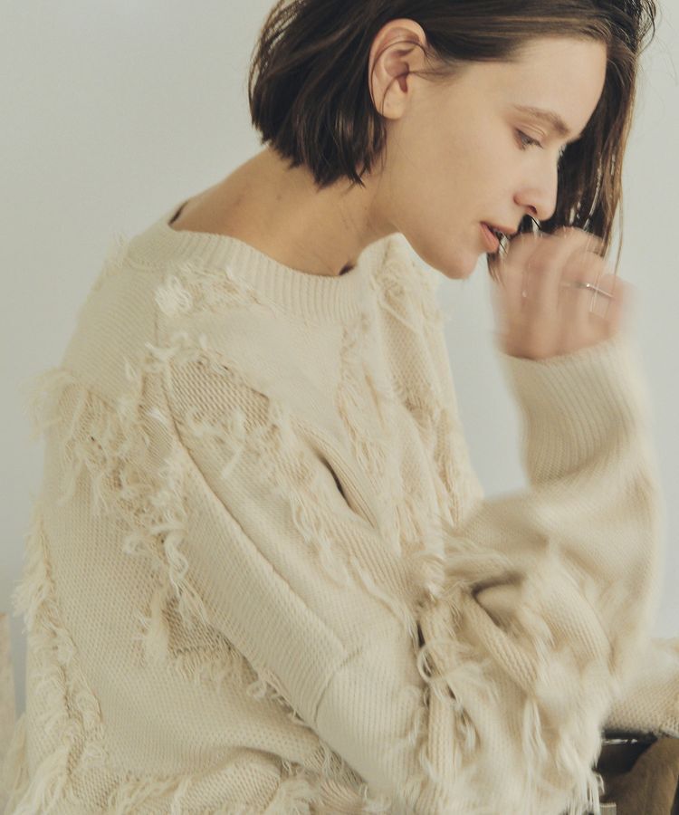 Editt by YECCA VECCA「スター柄フリンジルーズニット」|ニット・セーター|