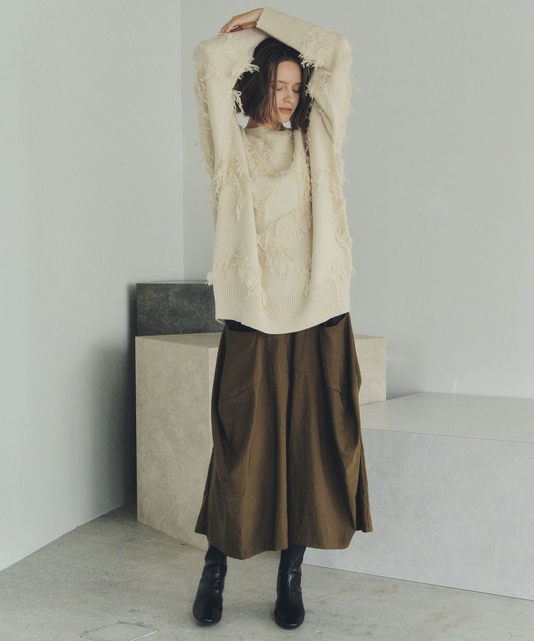 Editt by YECCA VECCA「スター柄フリンジルーズニット」|ニット・セーター|