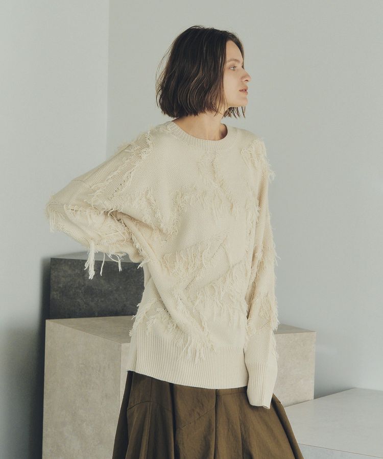 Editt by YECCA VECCA「スター柄フリンジルーズニット」|ニット・セーター|