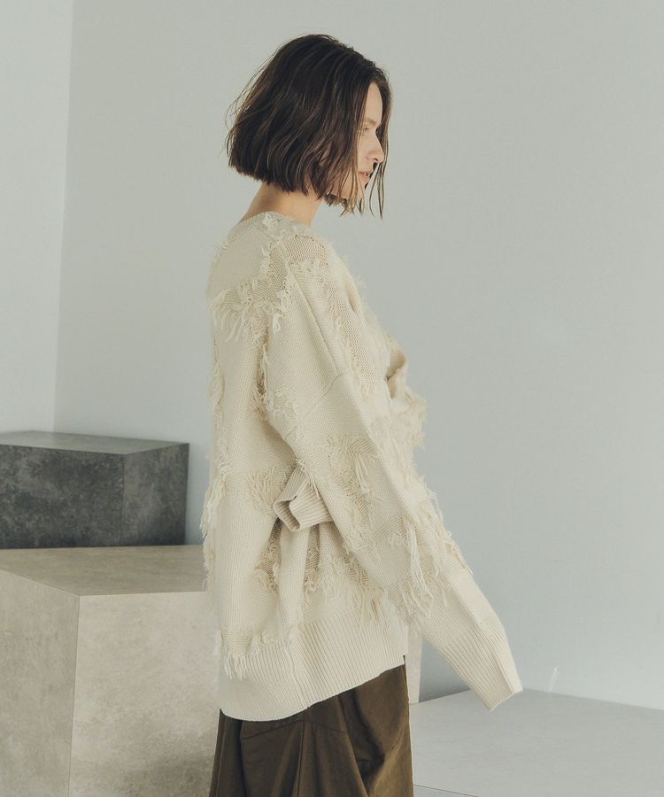 Editt by YECCA VECCA「スター柄フリンジルーズニット」|ニット・セーター|