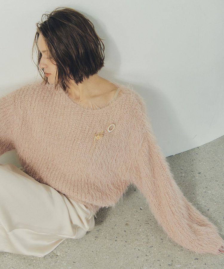 YECCA VECCA「ラメシャギーボートネックニット」|ニット・セーター|