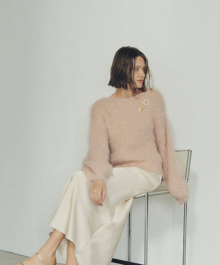 YECCA VECCA「ラメシャギーボートネックニット」|ニット・セーター|