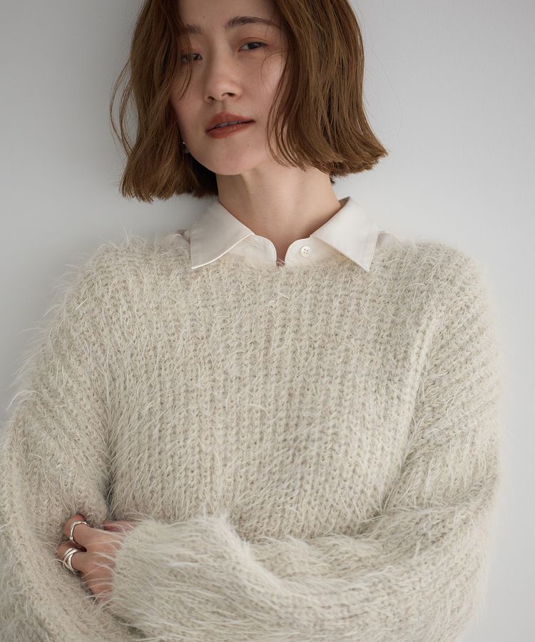 YECCA VECCA「ラメシャギーボートネックニット」|ニット・セーター|