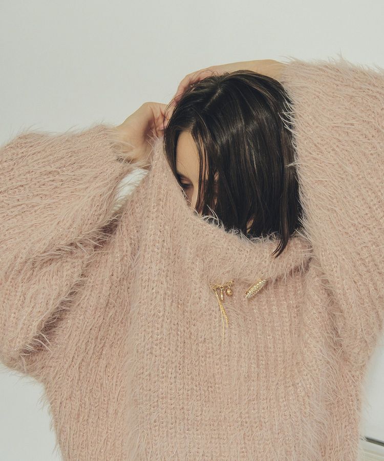 YECCA VECCA「ラメシャギーボートネックニット」|ニット・セーター|