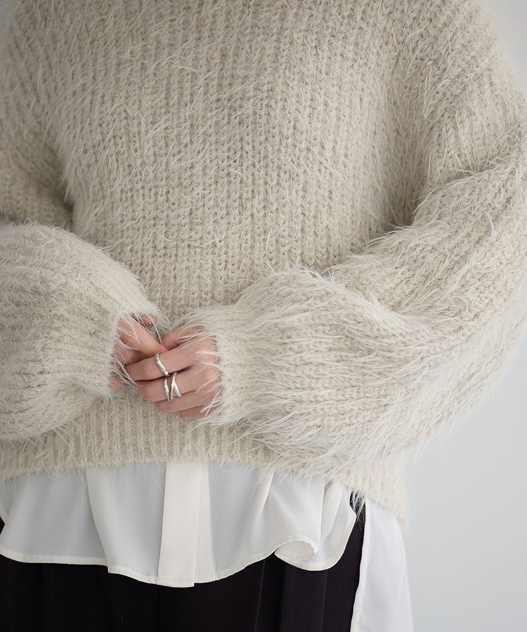 YECCA VECCA「ラメシャギーボートネックニット」|ニット・セーター|