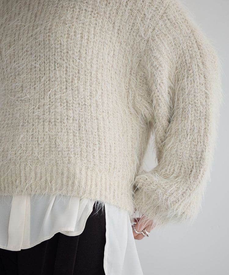 YECCA VECCA「ラメシャギーボートネックニット」|ニット・セーター|