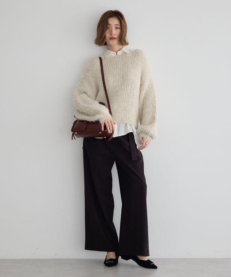 YECCA VECCA「ラメシャギーボートネックニット」|ニット・セーター|