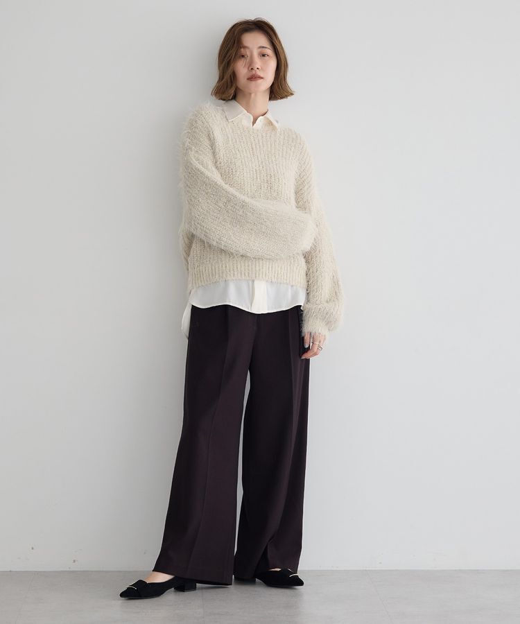 YECCA VECCA「ラメシャギーボートネックニット」|ニット・セーター|