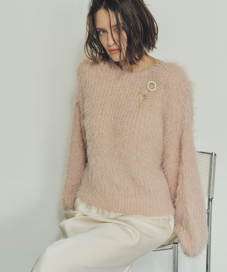 YECCA VECCA「ラメシャギーボートネックニット」|ニット・セーター|