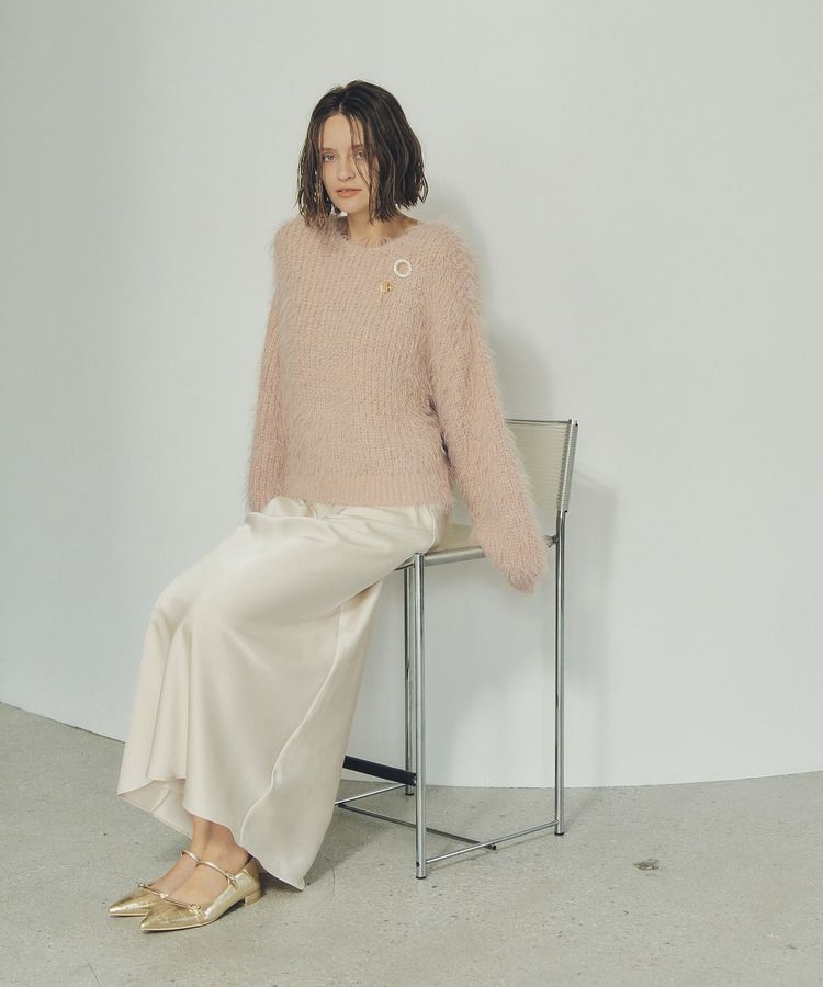 YECCA VECCA「ラメシャギーボートネックニット」|ニット・セーター|