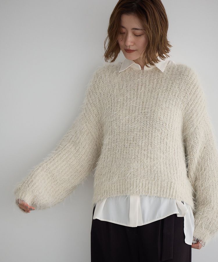 YECCA VECCA「ラメシャギーボートネックニット」|ニット・セーター|