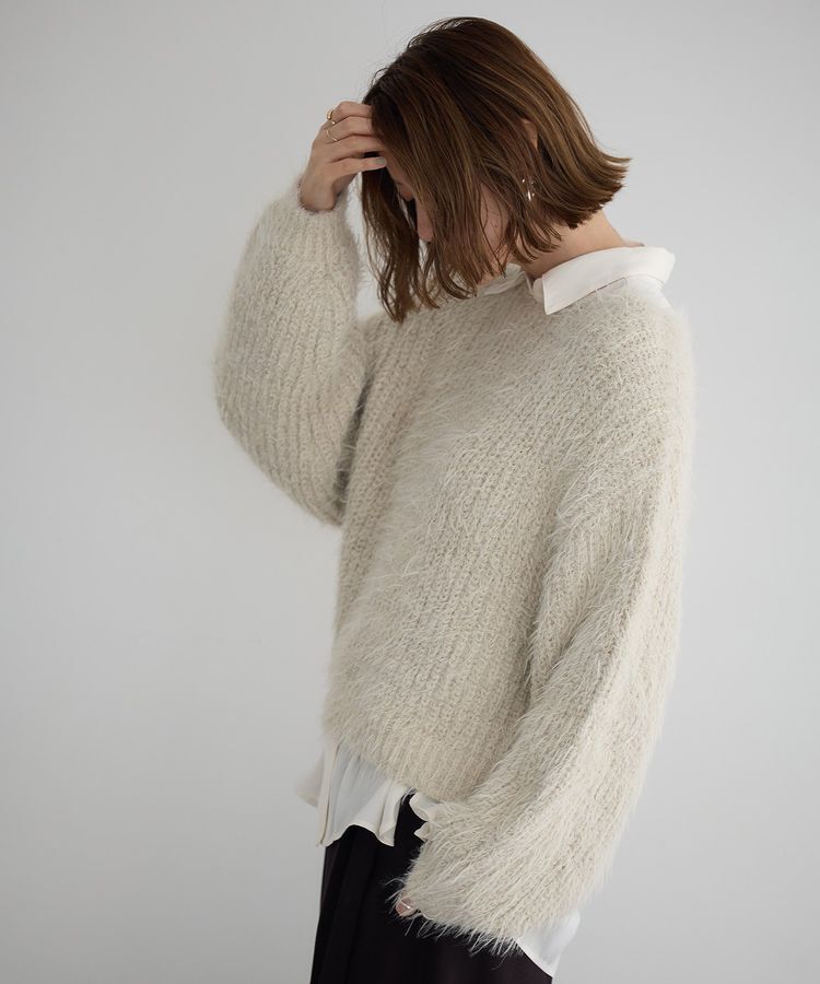 YECCA VECCA「ラメシャギーボートネックニット」|ニット・セーター|