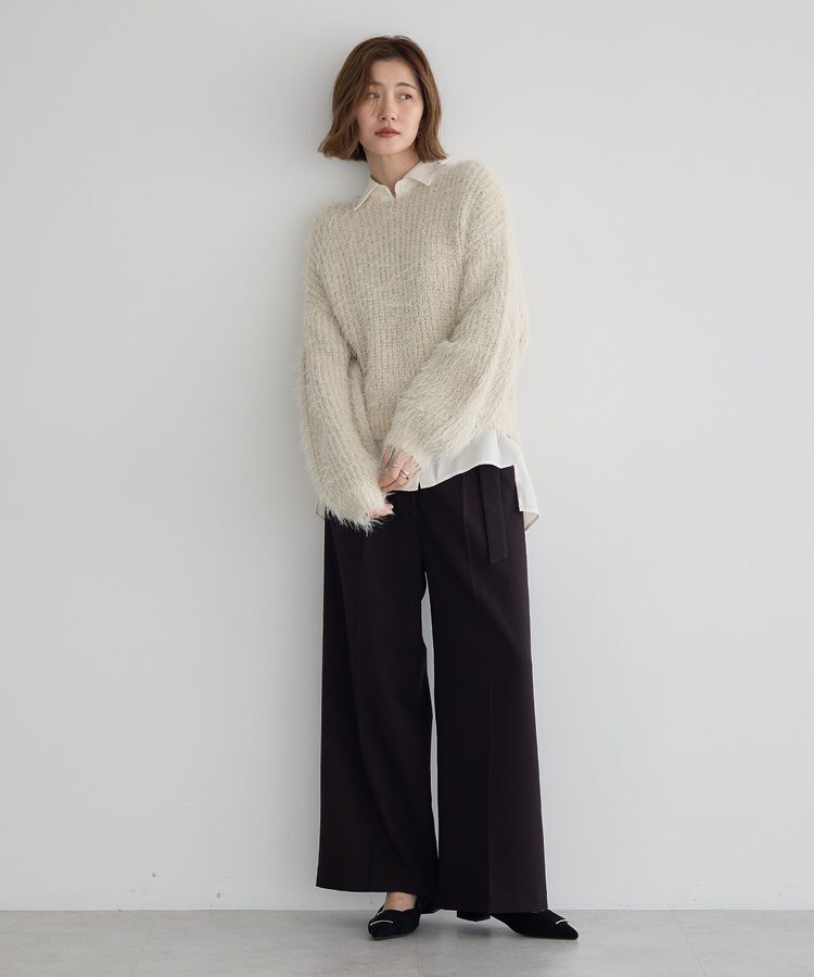 YECCA VECCA「ラメシャギーボートネックニット」|ニット・セーター|