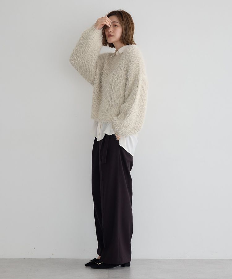 YECCA VECCA「ラメシャギーボートネックニット」|ニット・セーター|