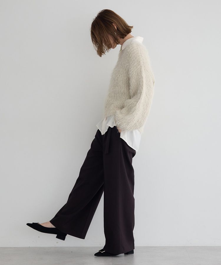 YECCA VECCA「ラメシャギーボートネックニット」|ニット・セーター|