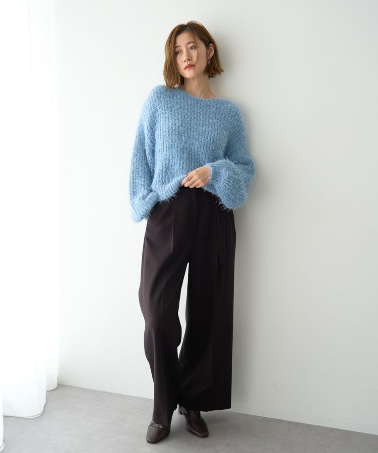 YECCA VECCA「ラメシャギーボートネックニット」|ニット・セーター|