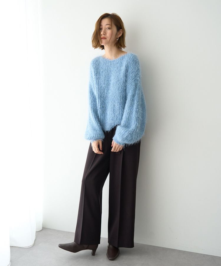 YECCA VECCA「ラメシャギーボートネックニット」|ニット・セーター|