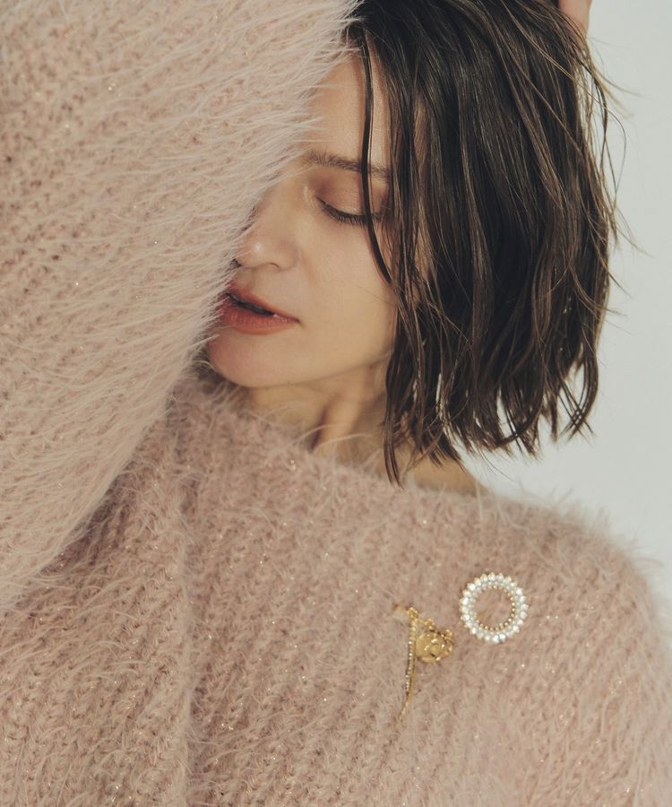 YECCA VECCA「ラメシャギーボートネックニット」|ニット・セーター|