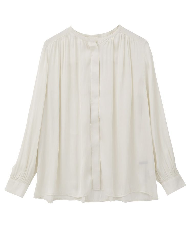 YECCA VECCA「サテンギャザーブラウス」|シャツ・ブラウス|