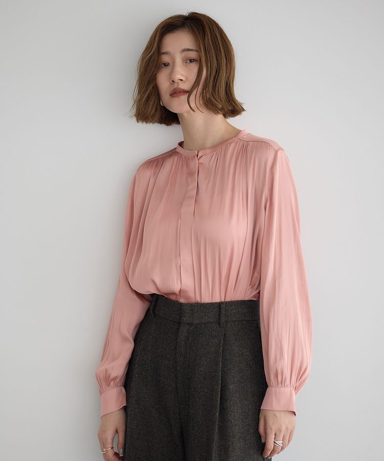 YECCA VECCA「サテンギャザーブラウス」|シャツ・ブラウス|Pink