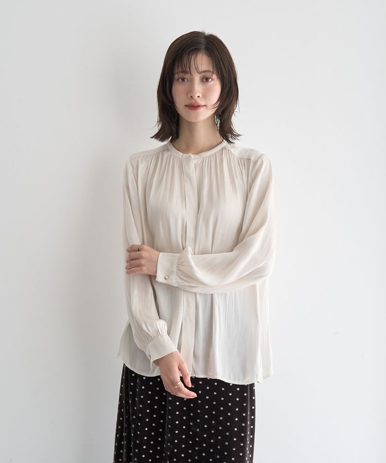 YECCA VECCA「サテンギャザーブラウス」|シャツ・ブラウス|