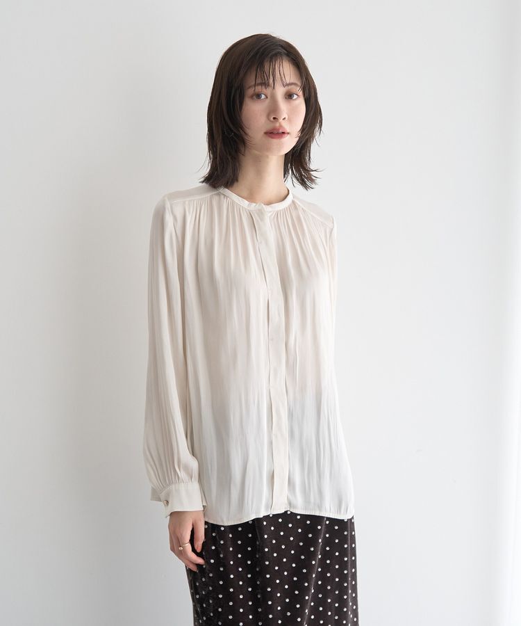 YECCA VECCA「サテンギャザーブラウス」|シャツ・ブラウス|