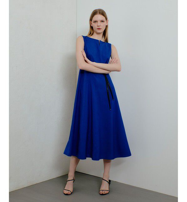 allureville「リネンライクオックスノースリワンピース」|ワンピース|ブルー