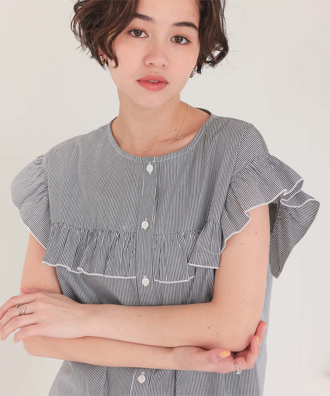 titivate「フレンチスリーブフリルブラウス」|シャツ・ブラウス|