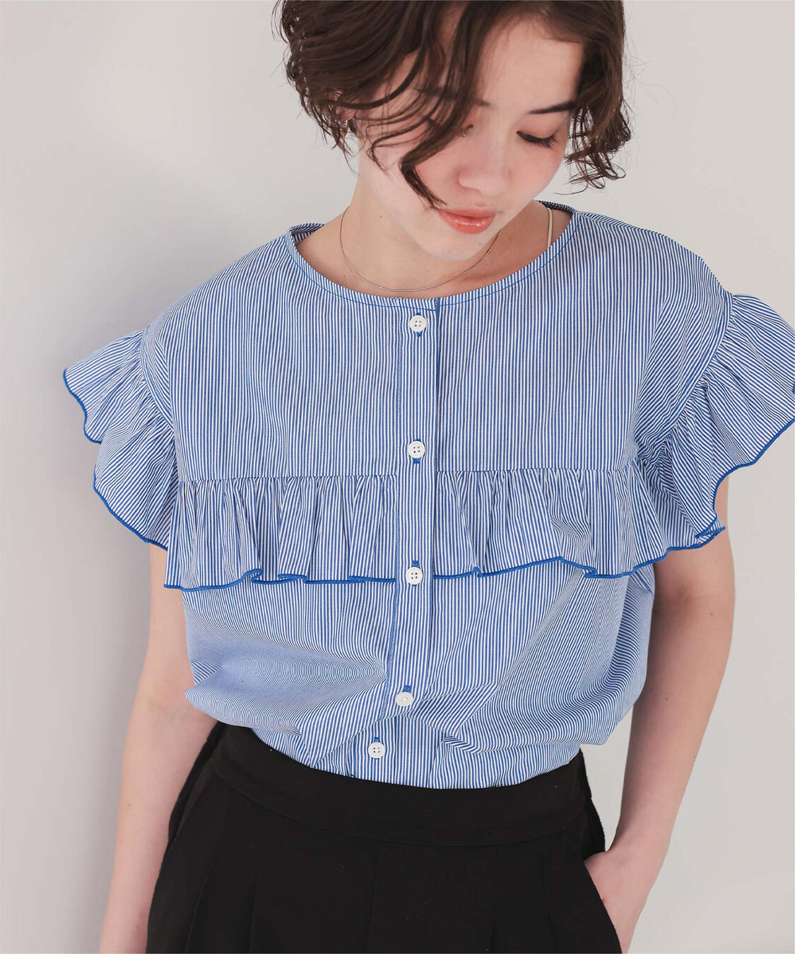 titivate「フレンチスリーブフリルブラウス」|シャツ・ブラウス|