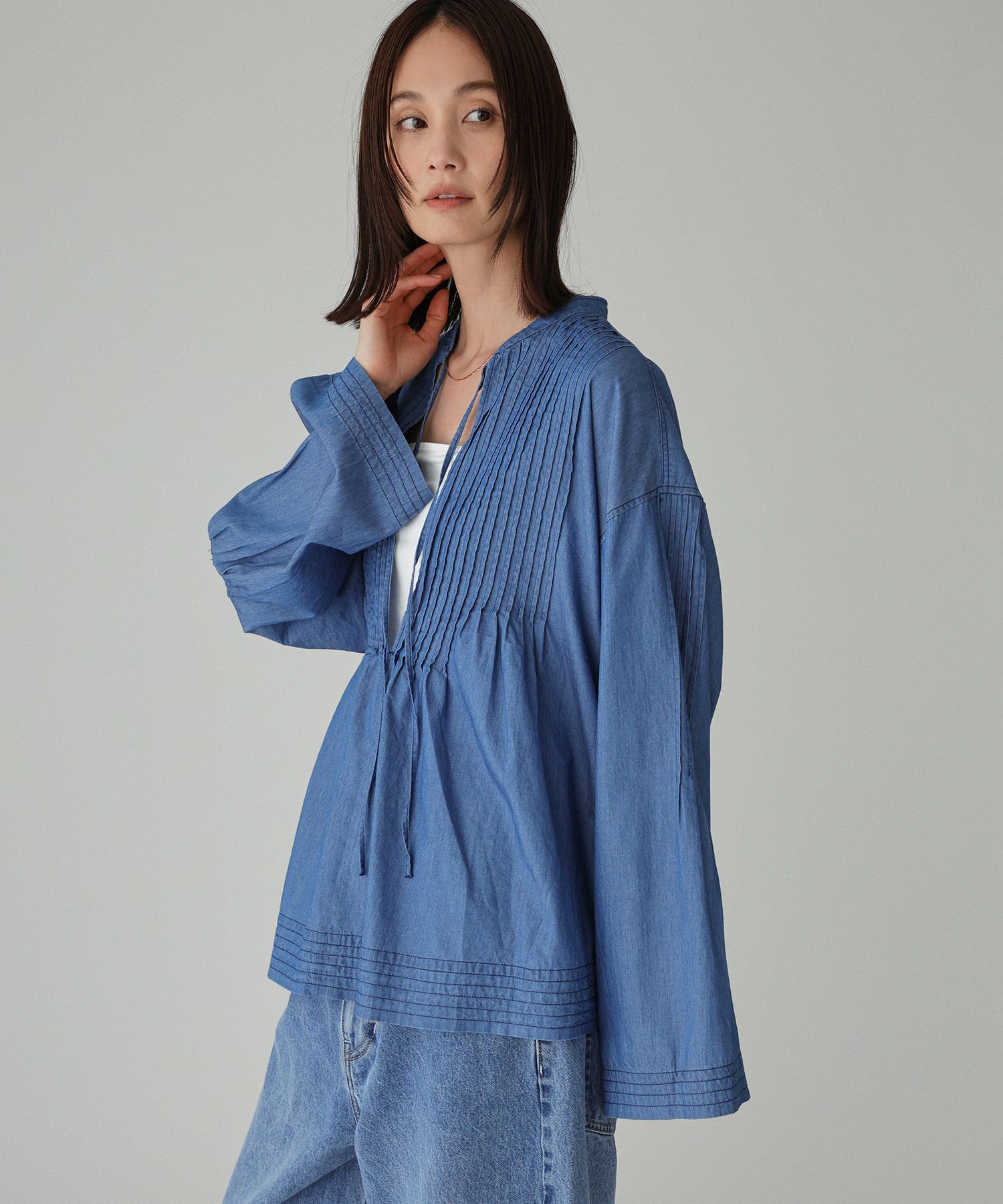 BABYLONE「ピンタックデニムシャツ」|シャツ・ブラウス|