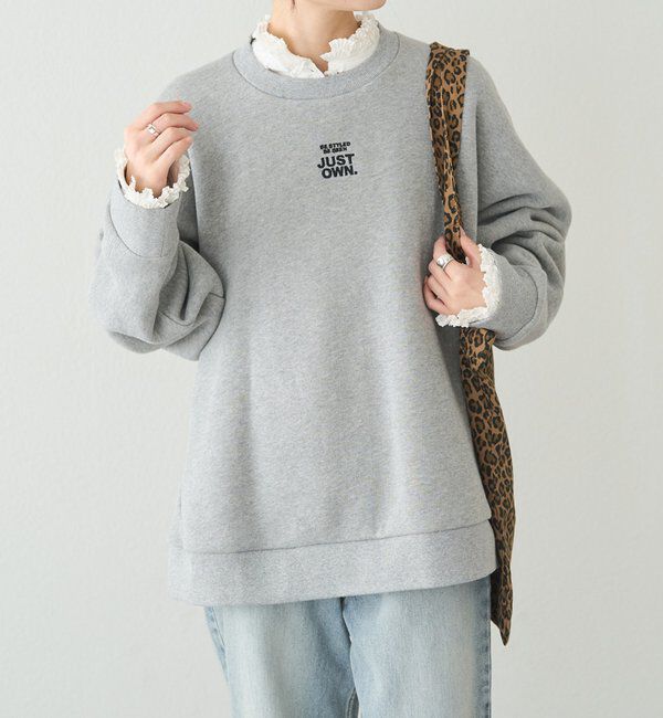  「裏ボアロゴ刺繍スウェット」|プルオーバー|グレー