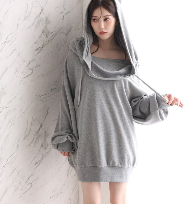  「オフショルパーカーワンピ」|ワンピース|