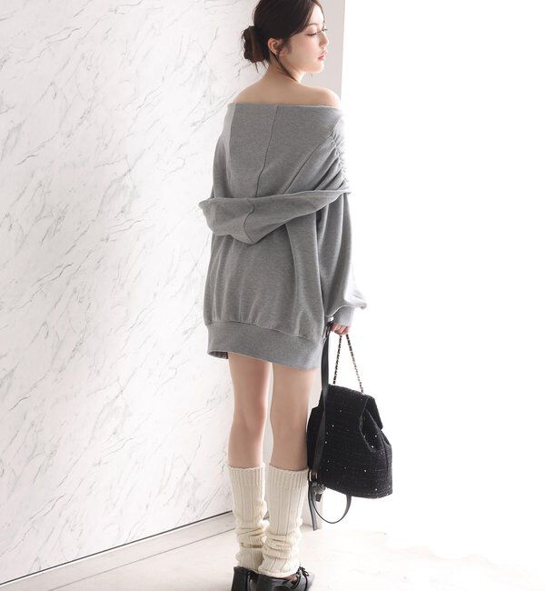  「オフショルパーカーワンピ」|ワンピース|