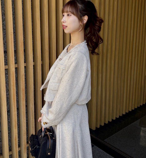  「【miyabi企画】フリルツイードキャミワンピ」|ワンピース|