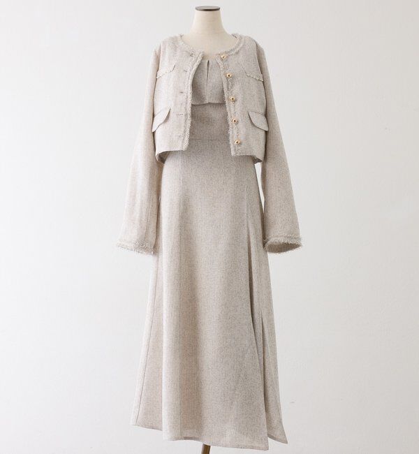  「【miyabi企画】フリルツイードキャミワンピ」|ワンピース|