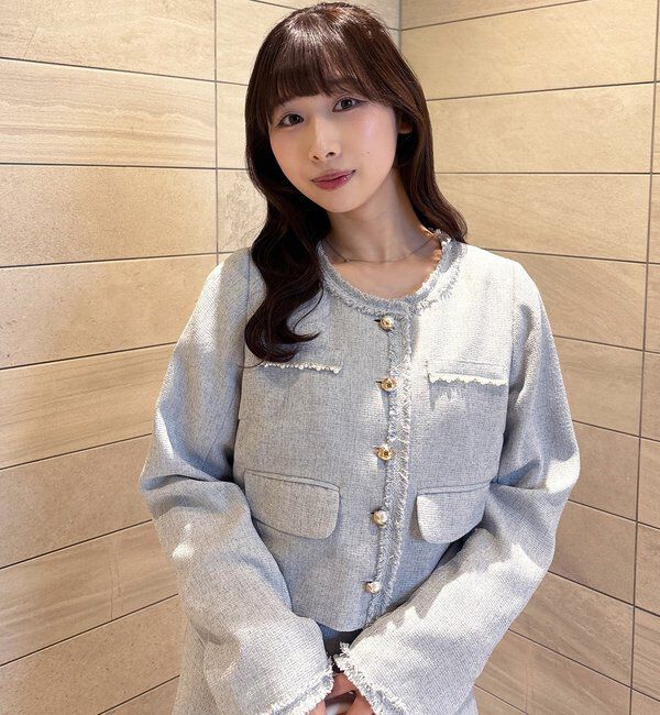  「【miyabi企画】フリルツイードキャミワンピ」|ワンピース|