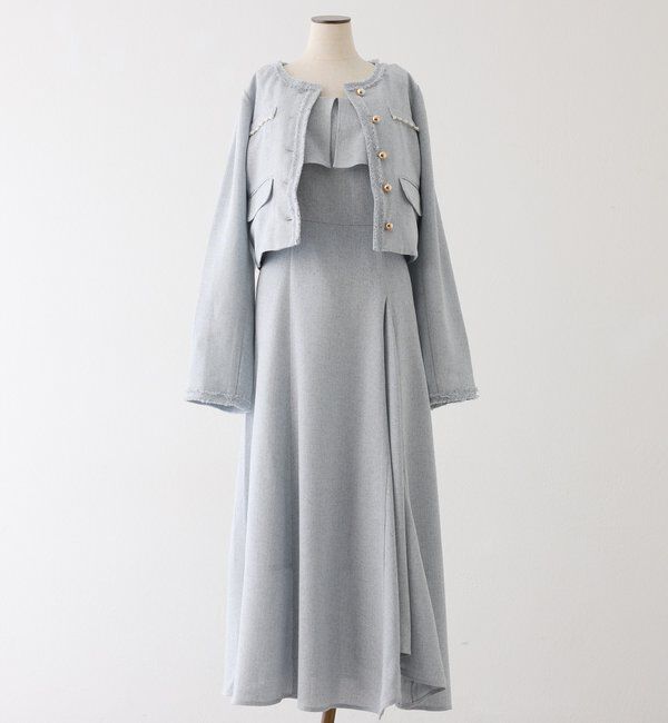  「【miyabi企画】フリルツイードキャミワンピ」|ワンピース|