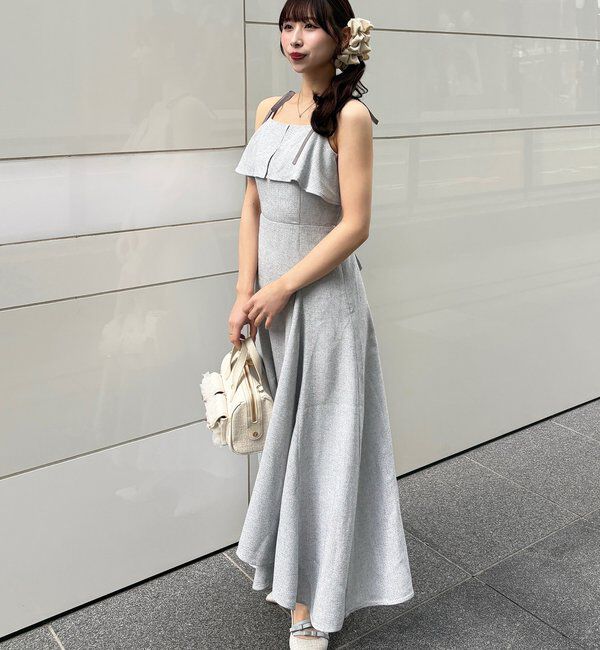  「【miyabi企画】フリルツイードキャミワンピ」|ワンピース|