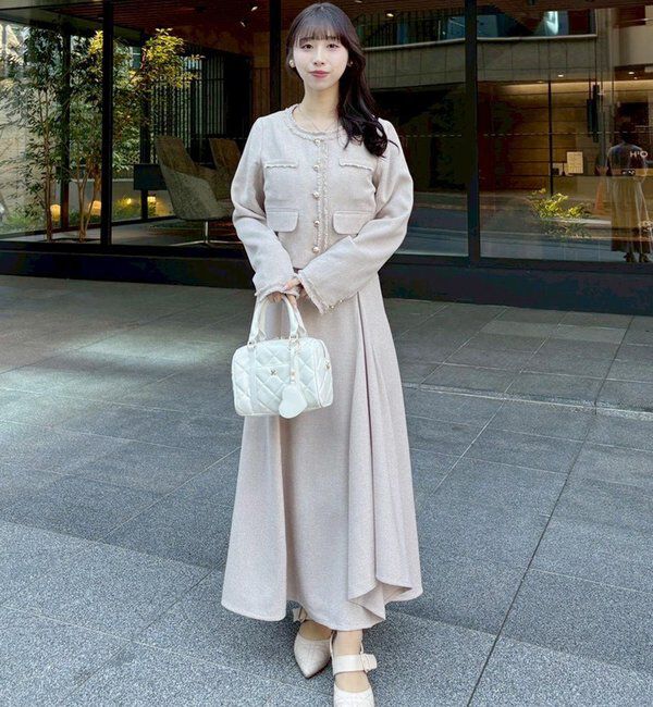  「【miyabi企画】フリルツイードキャミワンピ」|ワンピース|