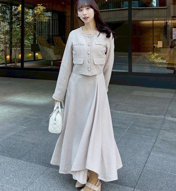  「【miyabi企画】フリルツイードキャミワンピ」|ワンピース|