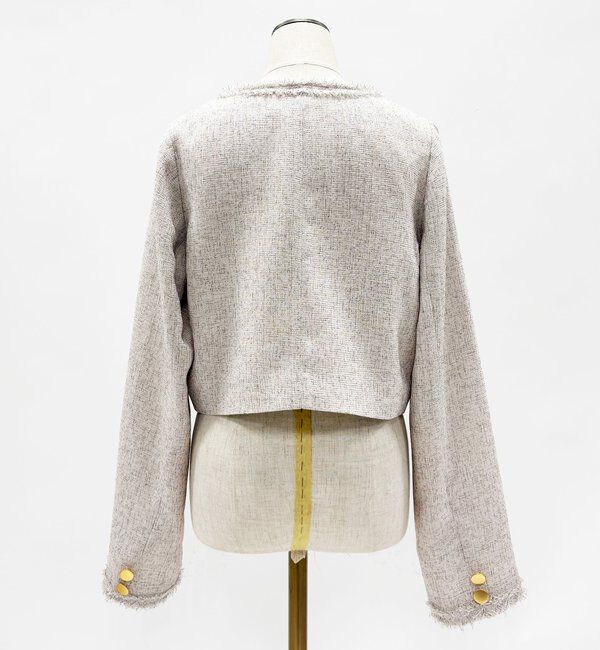  「【miyabi企画】パール釦ツイードノーカラージャケット」|テーラードジャケット|