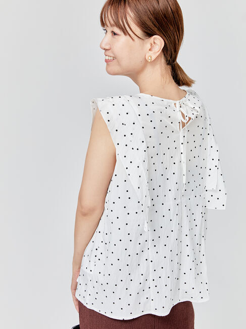 Lugnoncure「ドット柄バックリボンフリルブラウス」|シャツ・ブラウス|